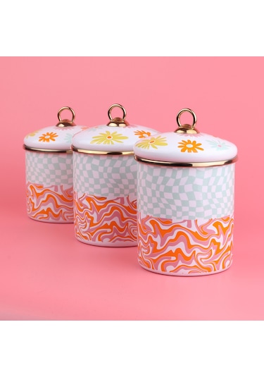 Emaylab Retro Hippi 3 lü Emaye Baharatlık Takımı Çok Renkli