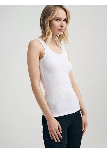 Tvoe Düz Renkli, Geniş Askılı Temel Bir Atlet, Ceket Altında 14804227 Beyaz