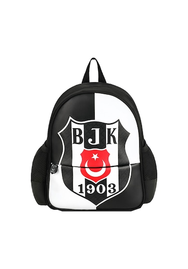 Beşiktaş 2 Bölmeli 1903 Logo Baskılı Suni Deri Anaokulu Çantası + Beslenme Çantası + Kalemlik Siyah
