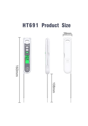 Habotest Anında Okunabilen Dijital Et Lcd Gıda Termometresi Beyaz