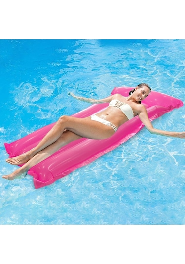 Ikkb Yetişkin Düz Renk Yüzen Su Şezlong Pvc Katlanabilir Şişme Yatak Gül Kırmızı