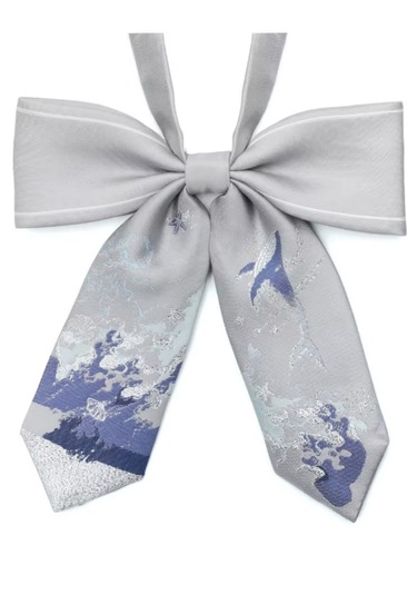 Waves And Pebbles Simli Gri Kadın Papyon Açık Gri