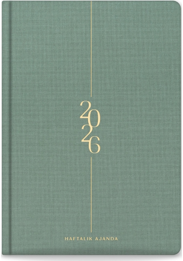 2026 A5 Keten Haftalık Ajanda 12 Aylık Yeşil Yeşil