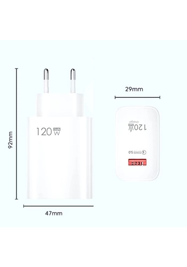 120w Usb Hızlı Type C Uçlu Kablolu Şarj Aleti 5365
