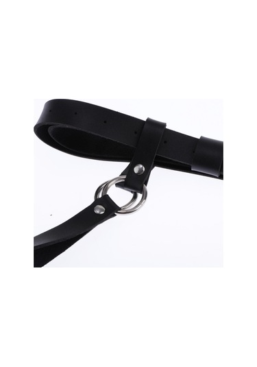 Dolıty Punk Pu Deri Koşum Jartiyer Kemer Ayarlanabilir Bel Bacak Siyah