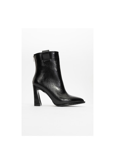 Aja Siyah Kadın Kalın Topuklu Çizme Olabilen Bot Siyah