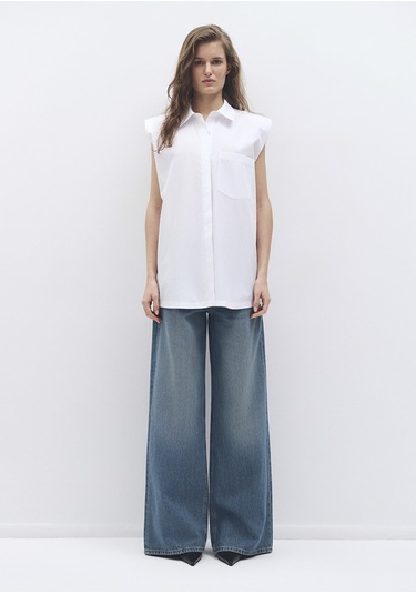 Mavi - Beyaz Kolsuz Gömlek 1211079-620 Beyaz