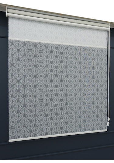 Çift Mekanizmalı Tül+stor Güneşlik Perde Çiftli Sistem - 2 Perde Tek Ürün Beyaz2