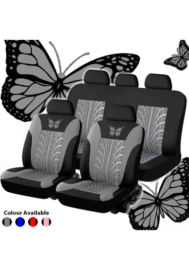 Ulzyvf Evrensel Kelebek Desenli 4/9 Parça Koltuk Kılıfı Seti - Kir, Aşınmaya Dayanıklı, Kolay Kurulum