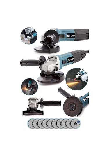 Steiner 2600 W 125 MM Avuç İçi Taşlama Makinesi + 10 Adet Disk