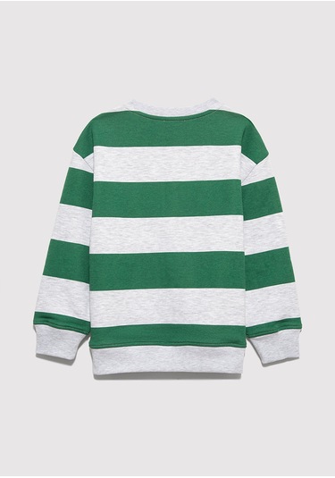 Mavi - Çizgili Baskılı Yeşil Sweatshirt 6s10170-71697 Yeşil