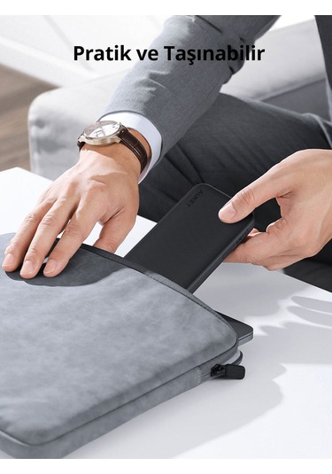 Aukey PB-Y46-GY 15 W 10000 mAh Hızlı Şarj Powerbank Siyah