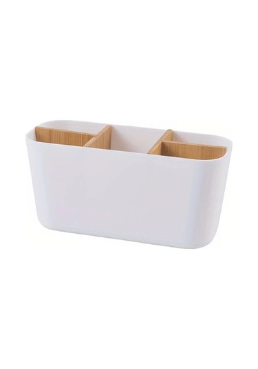 Sunshine011 Ldq Bamboo 5 Yuvalı Diş Fırçası Askısı Beyaz Ahşap Space-saving Banyo Organizer Beyaz