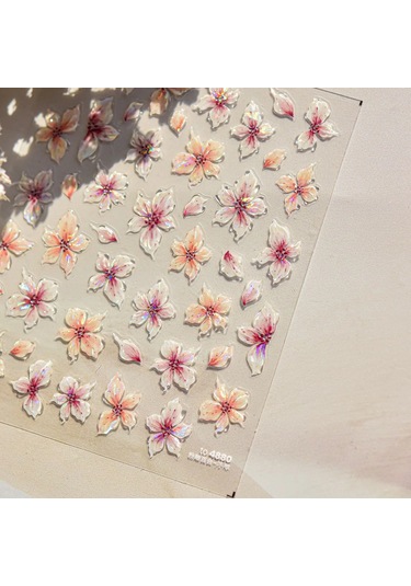 1 Adet 5d Japon Pembe Petal Kabartmalı Nail Art Etiketler Zarif Retro Çiçek Kendinden Yapışkanlı Transfer Tırnak Süslemeleri Çıkartmaları Dıy Grad Pembe