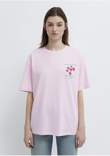 Mavi - Sicilia Baskılı Pembe Tişört 1614007-86953