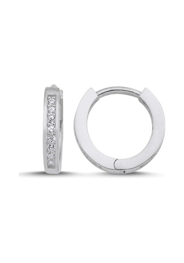 925 Ayar Gümüş 12mm Zirkon Taşlı Halka Küpe