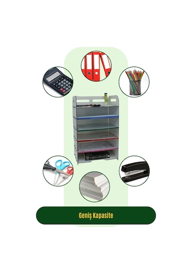 Masa Düzenleyici Organizer Evrak Rafı Masaüstü Organizer Model 5 - Beyaz