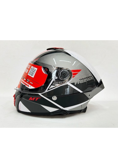 Mt Thunder 4 Sv Freeway Şeffaf Vizörlü Kask Parlak Renk - Iç Güneş Vizörlü Motosiklet Kaskı Siyah Gri