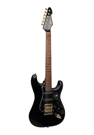 Peavey Raptor Lightning Bolt St 60th Hss Stratocaster Elektro Gitar Gold Hardware - Black