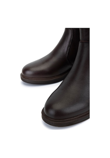 Tamer Tanca Kadın Hakiki Deri Kahverengi Topuklu Bot 1065 3450 Bn Bot Sk25-26 Kahve Dr Kahverengi