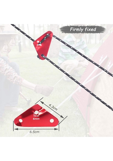 Leezsing Alüminyum Tente Rope Ayarlayıcı, Dış Mekan Kamp Malzemesi, Kayma Önleyici 40'lı Set, Çadır Çanta Piknik Uyumlu Kırmızı