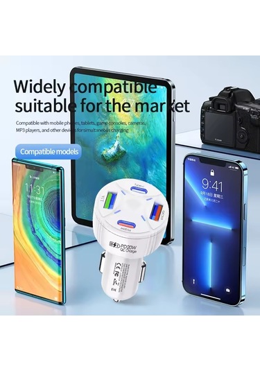 P48 4 İn 1 Pd20w + Qc3.0 Araç İçi Çakmaklık Hızlı Şarj Başlığı