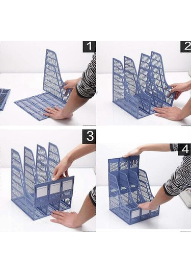 Ganzhoushop Ofis Dolabı 2 Parça Plastik Saklama Kutusu Dosya Depolama Masa Düzenleyici Kutu Sıralama Kutusu Dergi Rafı 3 Bölme