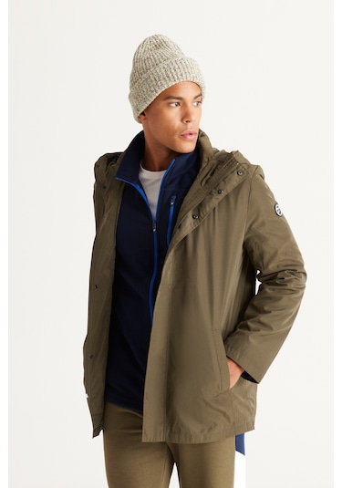 AC&Co / Altınyıldız Classics Erkek Hakı Standart Fit Normal Kesim Kapüşonlu Dik Yaka Trençkot Haki AC&Co / Altınyıldız Classics Erkek Hakı Standart Fit Normal Kesim Kapüşonlu Dik Yaka Trençkot Haki
