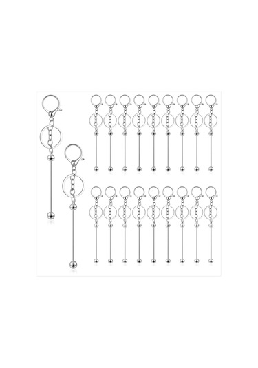 Gatherco 20 Adet Boncuklu Anahtarlık Çubuğu, Metal Boncuklu Anahtarlık Çubuğu, Boncuklu Anahtarlık Yapımı İçin Boş Kendin Yap Anahtarlıklar