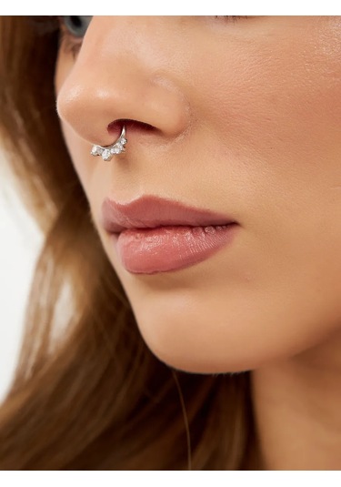 Markiz Burun Septum Taklidi Piercing Sihirbazı Gümüş 925 326254009 Gümüş
