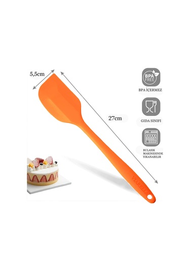 2li Turuncu Silikon Kaşık Spatula Yanmaz Yapışmaz Çizmez 27cm