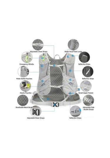 Neevoyu Spor Sırt Çantası Dağcılık Koşu Bisiklet Polyester 12l Siyah 76-150cm Göğüs Ölçüsü Çok Renkli