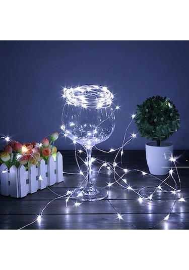 Riverworld Pilli 5 Metre Dekoratif Peri Led Beyaz Aydınlatma Süsl