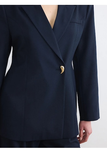 Lc Waikiki Lacivert Kruvaze Yaka Kadın Blazer Ceket