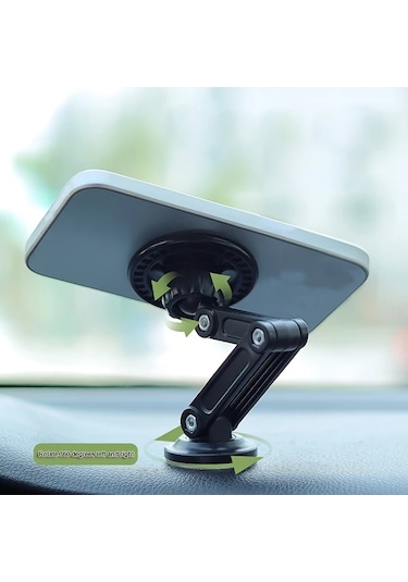 Willowhaven Siyah 1 Adet Araç Telefon Tutucu 360 Derece Dönebilir Güçlü Mıknatıslı Universal 4-7 İnç