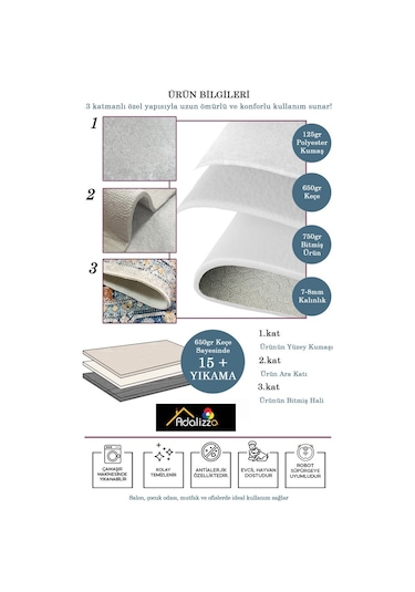 Ay Üstünde Bir Masal Tavşanlı Ve Fil Temalı Yuvarlak Kaymaz Taban Halı Mavi