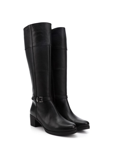 Gönderir Kadın Siyah Floter Fermuarlı Kalın Topuklu Hakiki Deri Çizme Gkzc13444564 Siyah