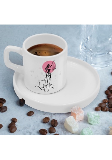 Bk Gift Kişiye Özel Sunum Tabaklı Avukat Tasarımlı Kahve Fincanı-9, Sevgiliye Hediye, Arkadaşa Hediye, Avukata Hediye Kobitmeyen137773 Bk Gift