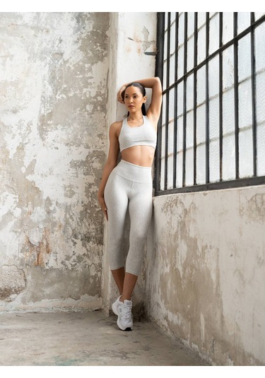 Gri Esinti Spor Kapri Tayt Açık Gri