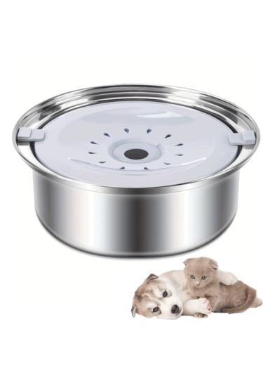 Ecronicword Paslanmaz Çelik Evcil Hayvan Su Kabı Kediler Köpekler 2.5l W13