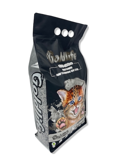 Goldlife Aktif Karbonlu Topaklaşan İnce Taneli Doğal Bentonit Kedi Kumu 10 L