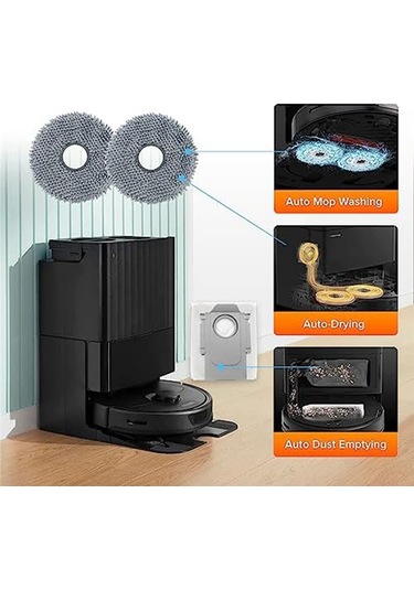 Xurunkeji Roborock Q Revo Robot Süpürge İçin Vakum Aksesuarları Seti Mop Pedleri Ana Yan Fırça Toz Torbaları Hepa Filtre