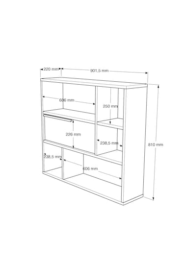 Robin Home Mutfak Salon Duvar Rafı Kitaplık 90cm Kapaklı Sepet Kahverengi