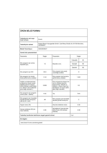 Bosch SMS4IKW62T 6 Programlı 13 Kişilik Bulaşık Makinesi