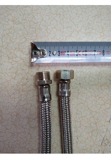 Çelik Örgülü 3/8x3/8 Bağlantı Hortumu Nipelli 1,5 Mt 2 Adet