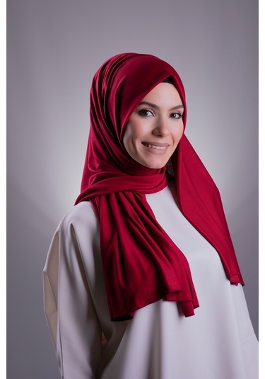 Bordo Düz Klasik Şal Viskon Kumaş Likralı Penye 202101_16 Bordo