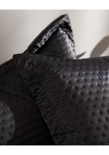 Arles Çift Kişilik Saten Yatak Örtüsü - Antrasit Gri