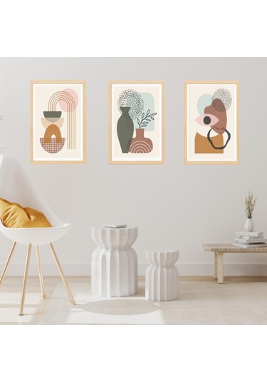 3'lü Bohem Çiçek Ve Geometrik Desen Foreks Tablo