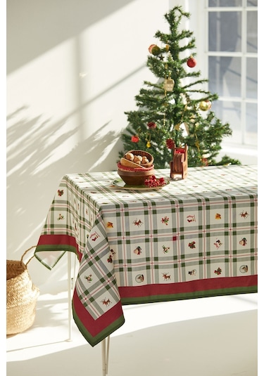 Yılbaşı Noel Figürlü Masa Örtüsü 140x240