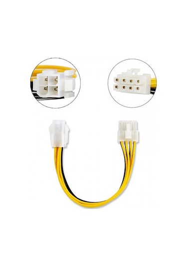 Atx 12v 4 Pin Cpu Güç Kablosu To 8 Pin Power Kablo 30 Cm - Kp-101